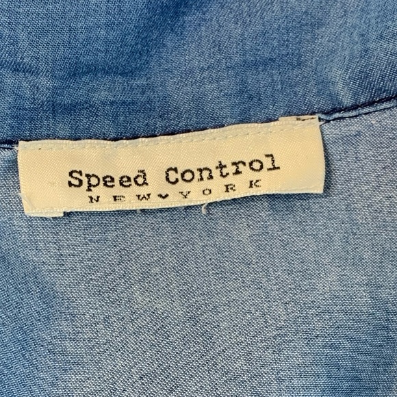 Speed Control sleeveless denim top w/ flowy peasant boho pattern bottom dress - Picture 6 of 12